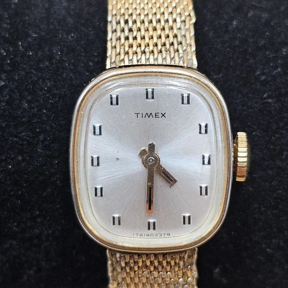 Timex Ladies Watch Vintage Gold Tone Mechanical Manual Wind Mesh Band 1761802379